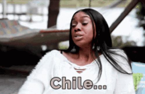 A Woman Wearing A White Shirt That Says Chile GIF