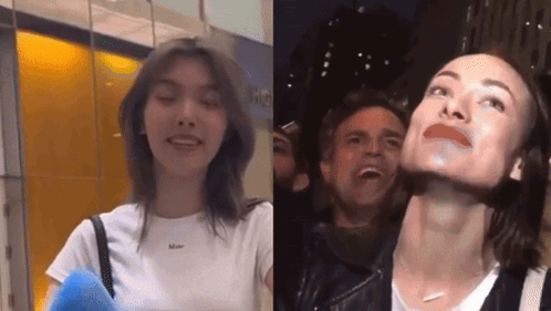 A Woman Wearing A White T-Shirt That Says Mar On It GIF