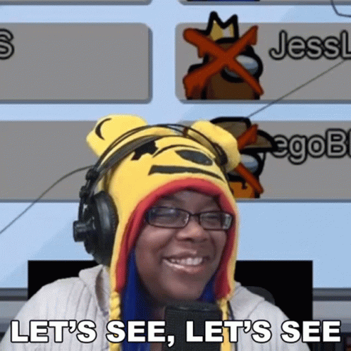 A Woman Wearing A Winnie The Pooh Hat And Headphones Says Let 'S See Let 'S See GIF