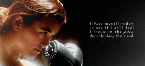 A Woman Wearing Boxing Gloves With The Words I Hurt Myself Today GIF