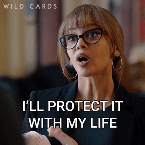 A Woman Wearing Glasses And A Black Jacket Says I 'Ll Protect It With My Life GIF