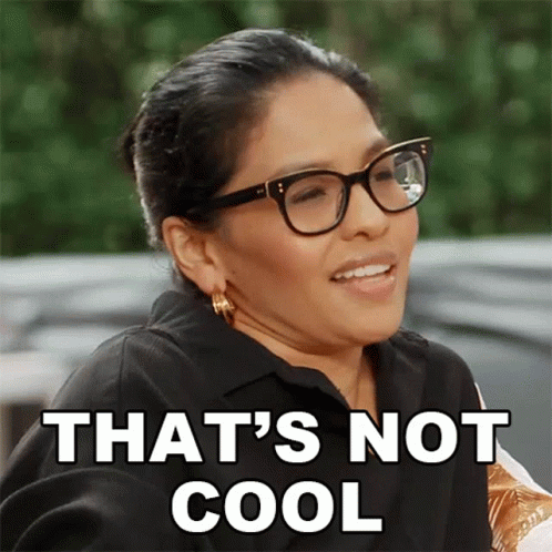 A Woman Wearing Glasses And A Black Shirt Says That 'S Not Cool GIF
