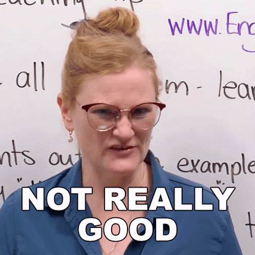 Woman In Glasses Blue Shirt Not Really Good GIF