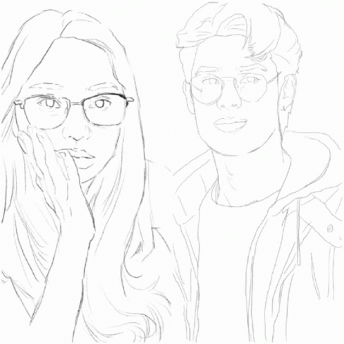 A Woman Wearing Glasses And A Man Wearing A Brown Jacket GIF