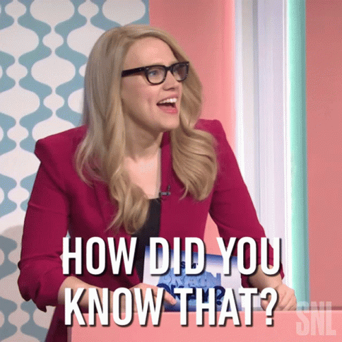 A Woman Wearing Glasses And A Pink Jacket Is Asking How Did You Know That GIF