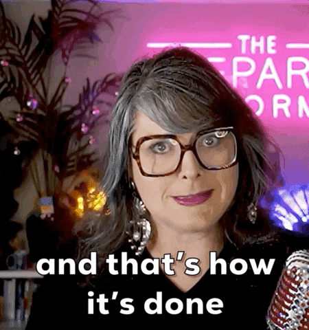 A Woman Wearing Glasses And Earrings Says And That 'S How It 'S Done GIF
