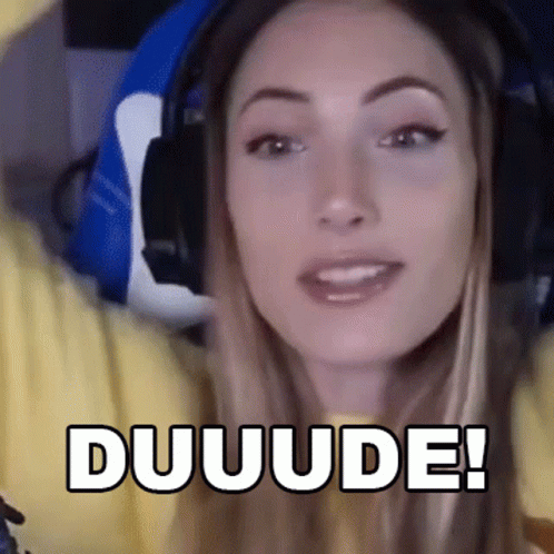 A Woman Wearing Headphones And A Yellow Shirt Says Duuude GIF
