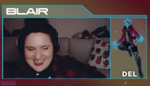 A Woman Wearing Headphones Is Sitting On A Couch And Says Blair I Hate GIF