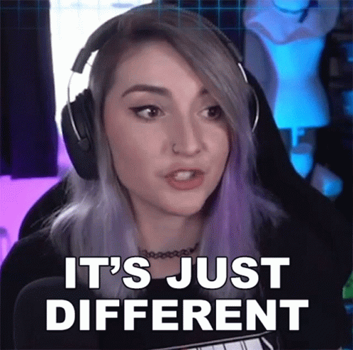 A Woman Wearing Headphones Says " It 'S Just Different " GIF