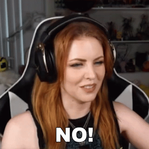 A Woman Wearing Headphones Says No In A Video GIF