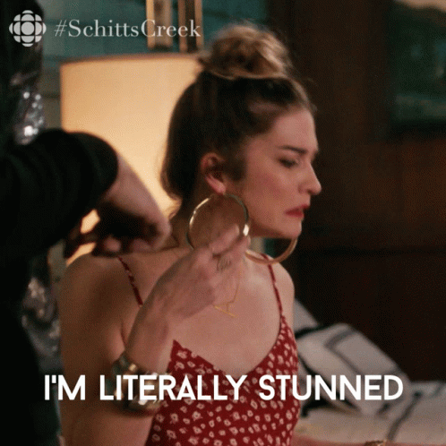 A Woman Wearing Hoop Earrings Says I 'M Literally Stunner GIF
