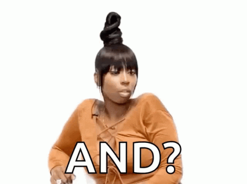 A Woman With A Bun On Her Head Is Asking The Question And ? GIF