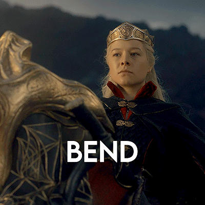 A Woman With A Crown On Her Head Is Holding A Shield And The Word Bend Is Below Her GIF