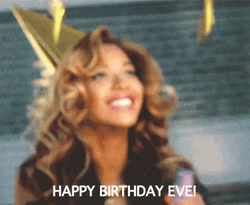 A Woman With A Crown On Her Head Is Smiling And Says Happy Birthday Eve GIF