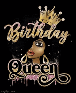 A Woman With A Crown On Her Head Is Wearing A Birthday Queen T-Shirt . GIF