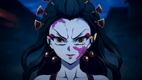 A Woman With A Flower On Her Face Has A Very Angry Look On Her Face GIF