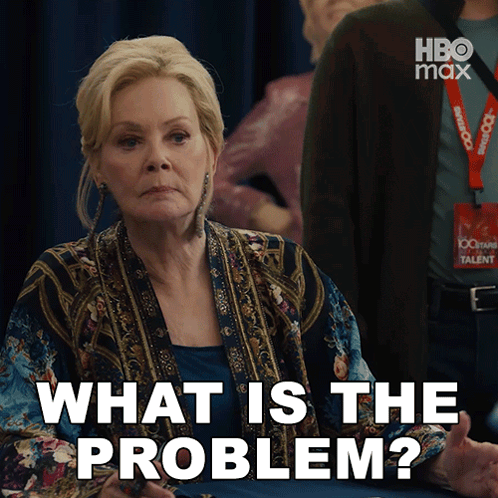 A Woman With A Lanyard That Says 100 Years Talent Is Asking What Is The Problem GIF