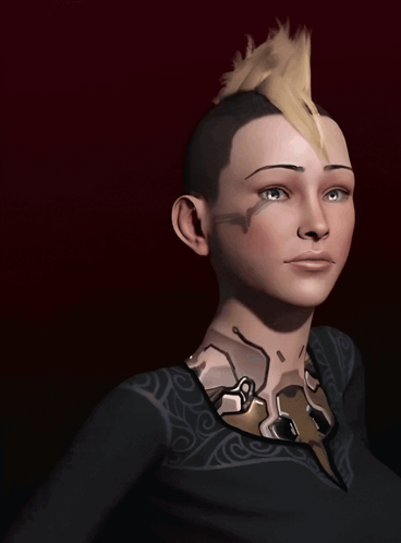 A Woman With A Mohawk Is Smiling And Making A Peace Sign GIF