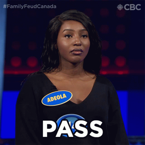 A Woman With A Name Tag That Says " Adeola " Says Pass GIF