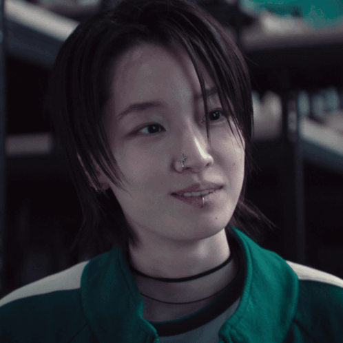 A Woman With A Nose Ring And A Choker GIF