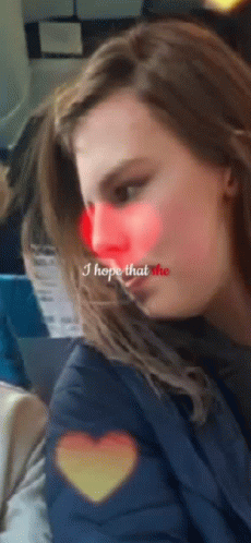 A Woman With A Red Nose And The Words " I Hope That She " GIF