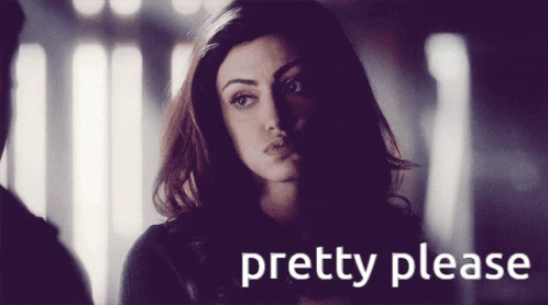A Woman With A Serious Look On Her Face And The Words Pretty Please Below Her GIF