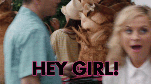 A Woman With A Surprised Look On Her Face And The Words Hey Girl GIF