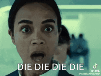 A Woman With A Surprised Look On Her Face Says Die Die Die Die GIF