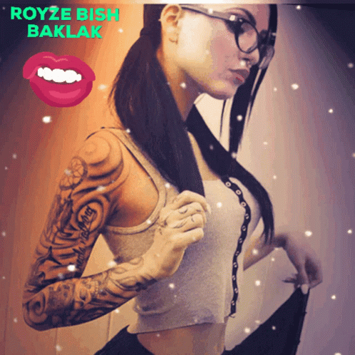 A Woman With A Tattoo On Her Arm Has The Name Royze Ish Baklak On The Bottom GIF