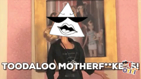 A Woman With A Triangle On Her Head Says " Toodaloo Motherf * Keys " GIF
