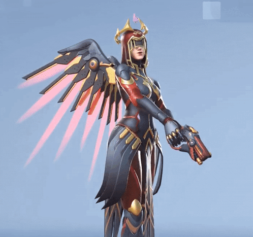 A Woman With Angel Wings Holding A Gun GIF