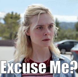 A Woman With Blonde Hair Is Wearing A Denim Jacket And A Red Shirt And Says Excuse Me ? GIF