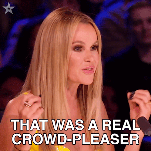 Blonde Woman Says That Was A Crowd-Pleaser GIF