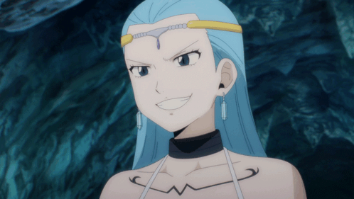 A Woman With Blue Hair And A Choker On Her Neck GIF