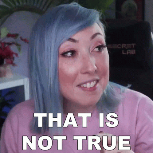 Woman With Blue Hair Saying That Is Not True GIF