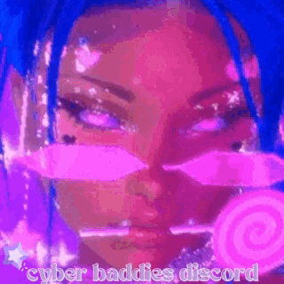 A Woman With Blue Hair Is Wearing A Pair Of Pink Glasses With A Lollipop In Front Of Her Face . GIF