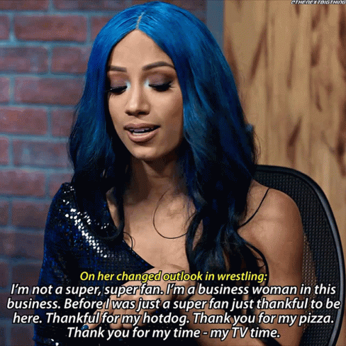 A Woman With Blue Hair Talks About Her Changed Outlook In Wrestling GIF