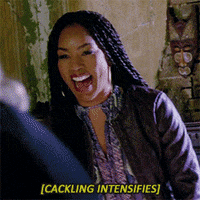 A Woman With Braids Is Laughing With The Words Cackling Intensifies Below Her GIF