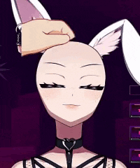 A Woman With Bunny Ears Is Being Touched By A Hand GIF