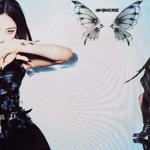 A Woman With Butterfly Wings And The Word My-Universe GIF