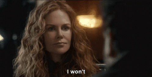 A Woman With Curly Hair Says I Won 'T In Front Of A Man GIF