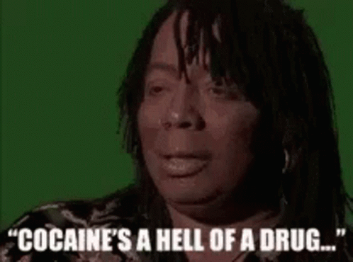 A Woman With Dreadlocks Is Saying `` Cocaine 'S A Hell Of A Drug ... '' GIF