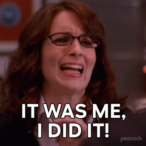 A Woman With Glasses Is Screaming And Saying It Was Me I Did It GIF