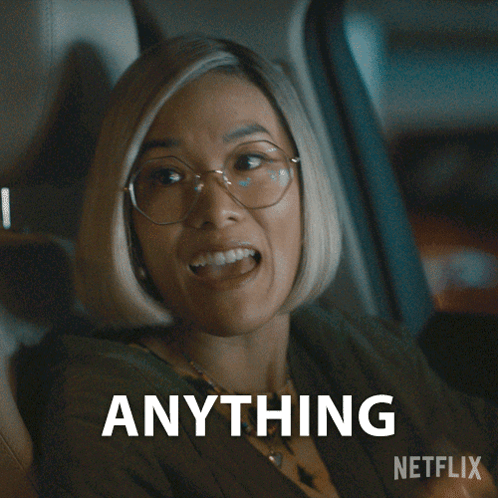 A Woman With Glasses Is Sitting In A Car And Says You Want Netflix On The Bottom GIF
