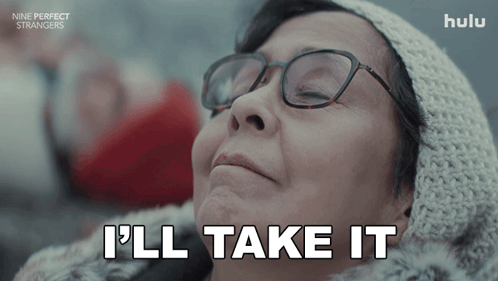 A Woman With Glasses Says " I 'Ll Take It " GIF
