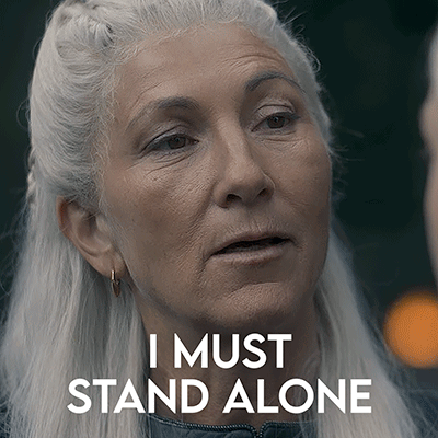 A Woman With Gray Hair Says " I Must Stand Alone " GIF
