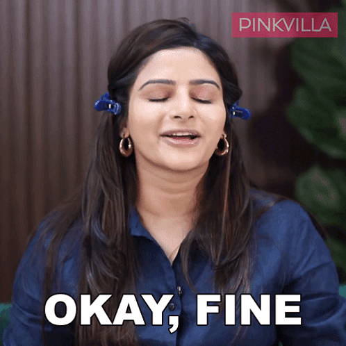 A Woman With Hair Clips In Her Hair Is Saying Okay Fine GIF