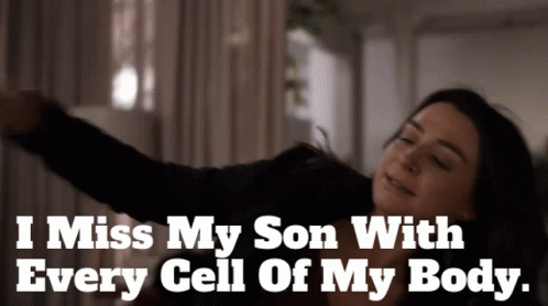 A Woman With Her Arms Outstretched And The Words " I Miss My Son With Every Cell Of My Body " GIF