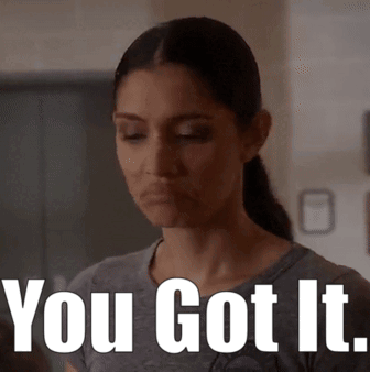 A Woman With Her Eyes Closed And The Words You Got It Written On Her Face . GIF
