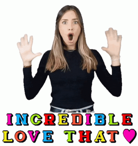A Woman With Her Hands In The Air And The Words Incredible Love That Behind Her GIF